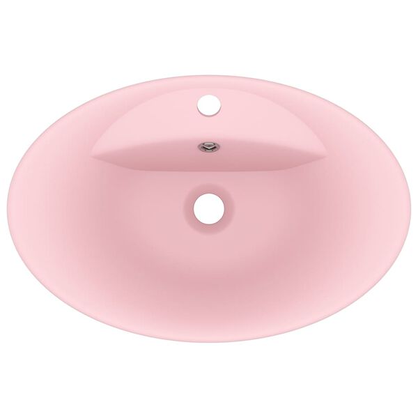 vidaXL Lavandino con Troppopieno Ovale Rosa Opaco 58,5x39 cm Ceramica