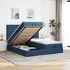 vidaXL Struttura Letto Pouf con Materassi Blu 180x200cm in Tessuto