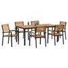 vidaXL Set da Pranzo per Giardino 7 pcs Nero Legno di Acacia Massello