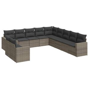 vidaXL Set Divani da Giardino 11 pz con Cuscini in Polyrattan Grigio