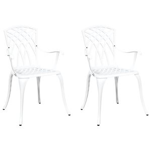 vidaXL Sedia da Giardino 2 pcs Bianco 53 x 51 x 88,5cm Alluminio