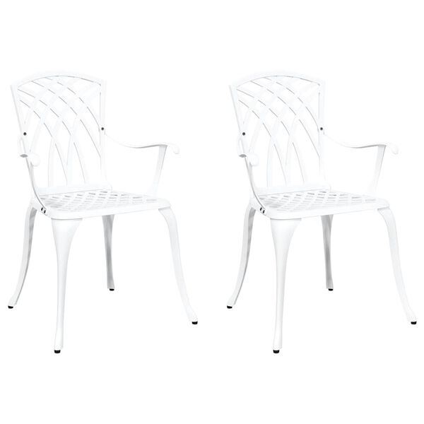 vidaXL Sedia da Giardino 2 pcs Bianco 53 x 51 x 88,5cm Alluminio
