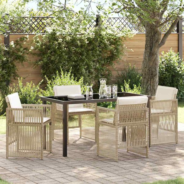 vidaXL Set da Pranzo per Giardino 5 pcs Beige Poly Rattan