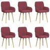 vidaXL Sedie da pranzo 6 pz Tessuto Rosso Vino 56,5 x 50 x 87,5 cm