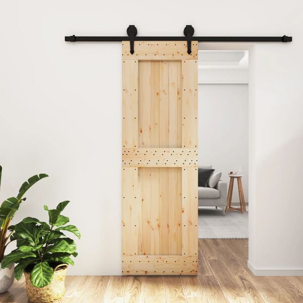 vidaXL Porta Scorrevole con Set Hardware 70x210 cm Legno Massello Pino