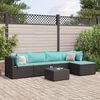 vidaXL Set Mobili da Giardino 6 pz con Cuscini in Polyrattan Nero