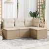 vidaXL Set Divano da Giardino 4 pz con Cuscini Beige in Polyrattan