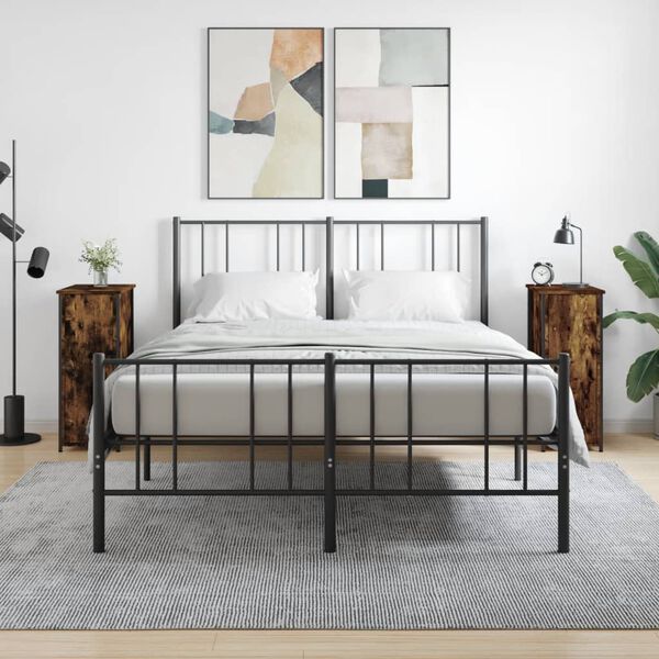 vidaXL Comodini 2 pz Rovere Fumo 32x42x80 cm in Legno Multistrato