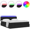 vidaXL Letto con luci a strisce a LED Nero 180 x 200 cm Tessuto