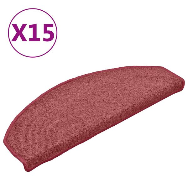 vidaXL Tappetini per scale 15 pz 65x24x4 cm Bordeaux Semicircolari Grandi