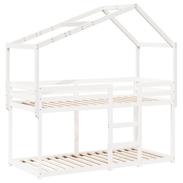 vidaXL Tetto Letto Bambini Bianco 203x95,5x142 cm Legno Massello Pino
