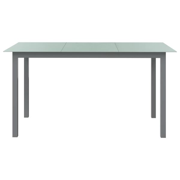 vidaXL Tavolo da Giardino Grigio Chiaro 150x90x74cm Alluminio e Vetro