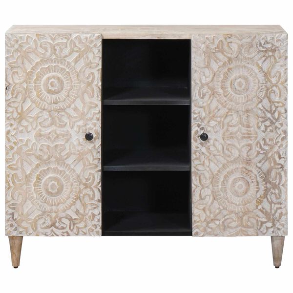 vidaXL Credenza Bianco 90 x 33,5 x 75 cm Legno di mango massello