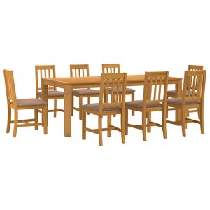 vidaXL Set da pranzo 9 pz Grigio Legno di Quercia Massello