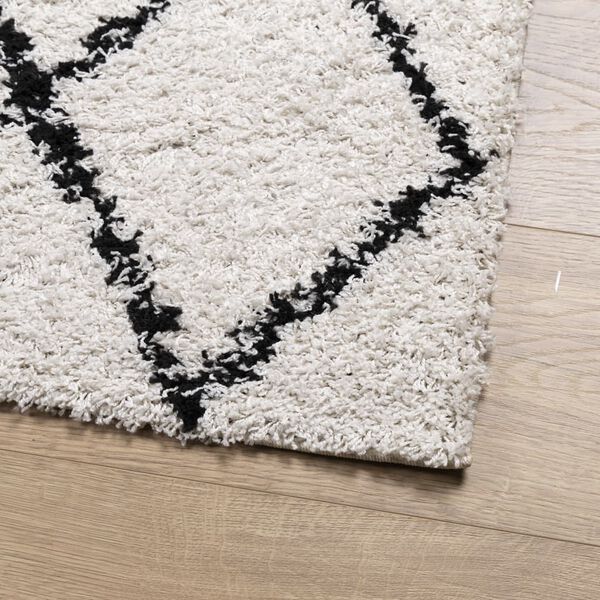 vidaXL Tappeto Shaggy PAMPLONA a Pelo Lungo Crema e Nero 240x240 cm