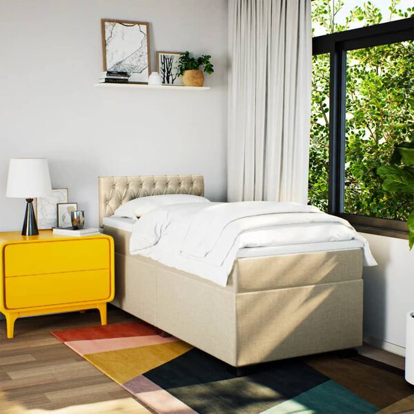 vidaXL Giroletto a Molle con Materasso Crema 80x200 cm inTessuto