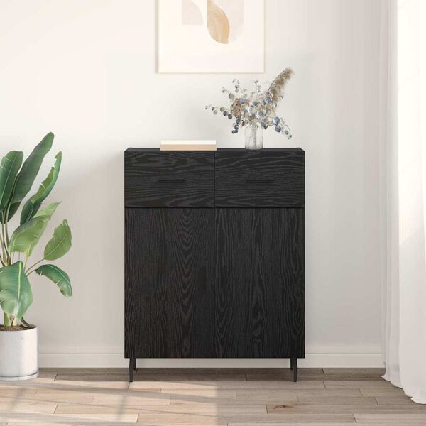 vidaXL Credenza Rovere Nero 69,5 x 34 x 90 cm Legno multistrato