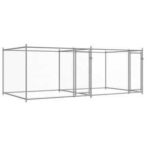 vidaXL Gabbia per Cani con Porte Grigia 4x2x1,5 m in Acciaio Zincato