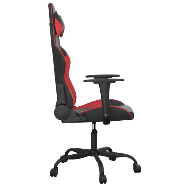 vidaXL Sedia da Gaming Massaggiante Rosso e Nero in Similpelle