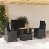 vidaXL Set da Pranzo da Giardino 4 pz con Cuscini Nero in Polyrattan