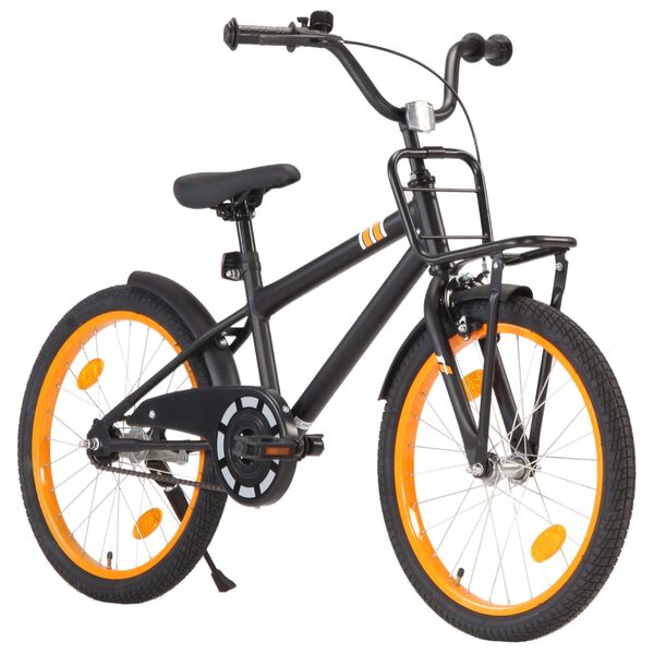 vidaXL Bici per Bambini con Trasportino Frontale 20'' Nero e Arancione