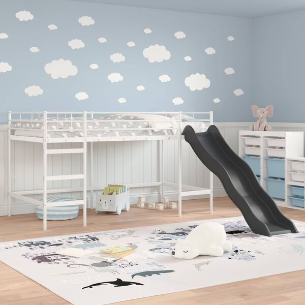 vidaXL Letto loft per bambini con scivolo Bianco e Antracite