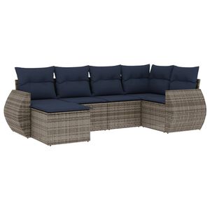 vidaXL Set Divani da Giardino 6 pz con Cuscini Grigio in Polyrattan