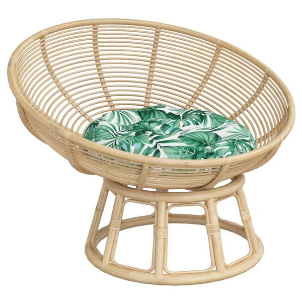 vidaXL Cuscino Rotondo Motivo a Foglie &Oslash; 60x11 cm in Tessuto Oxford