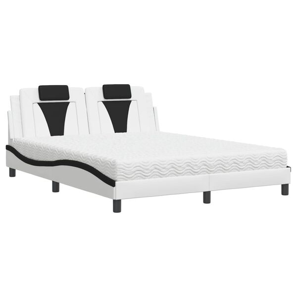 vidaXL Letto Viana con Materasso Bianco e Nero 160x200cm Similpelle