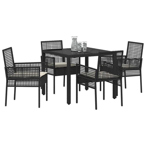 vidaXL Set da Pranzo per Giardino 5 pcs Nero polyrattan
