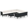 vidaXL Set Divani da Giardino 11 pz con Cuscini in Polyrattan Nero