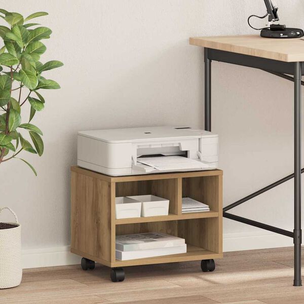 vidaXL Supporto per Stampante Rovere artigianale 41 x 32 x 34,5 cm