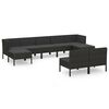 vidaXL Set Divani da Giardino 9 pz con Cuscini in Polyrattan Nero