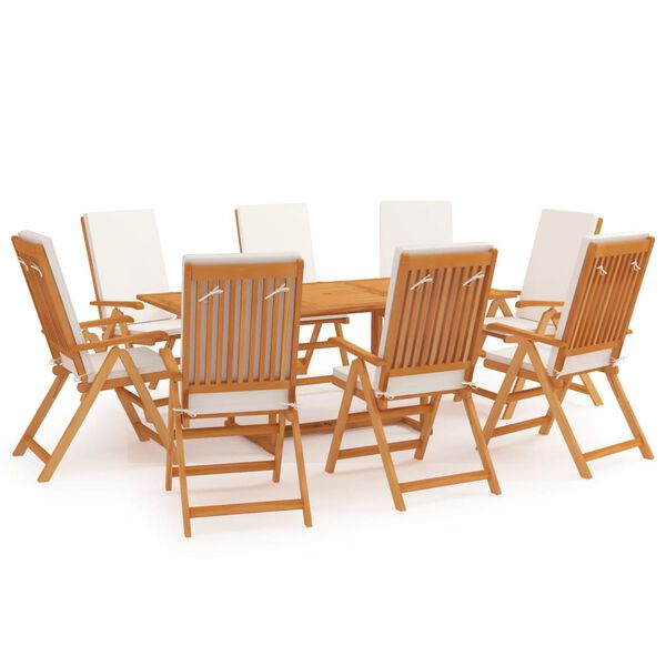 vidaXL Set da Pranzo da Giardino 9 pz con Cuscini in Legno di Teak