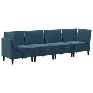 vidaXL Set di mobili per il soggiorno 4 pz Blu Velluto