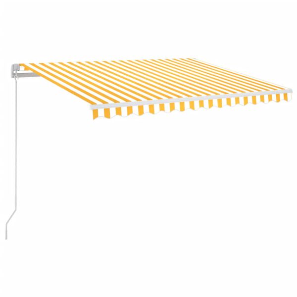 vidaXL Tenda da Sole Retrattile Manuale LED 350x250 cm Gialla e Bianca