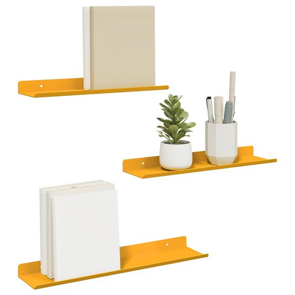 vidaXL Mensola sospesa 3 pcs Giallo senape 40 x 9 x 2,5 cm Acciaio