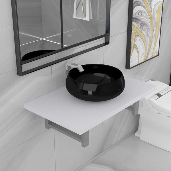 vidaXL Set Mobili da Bagno 2 pz Ceramica Bianco