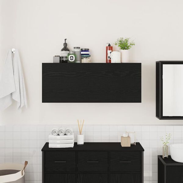 vidaXL Mobile da Bagno a Parete Nero 100x25x40 cm in Truciolato