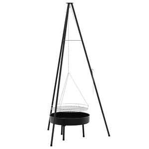 vidaXL Treppiede da Campeggio 3 pz Nero Acciaio
