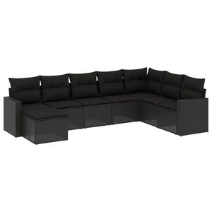 vidaXL Set Divani da Giardino con Cuscini 8 pz Nero in Polyrattan