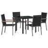 vidaXL Set da Pranzo per Giardino 5 pz Nero