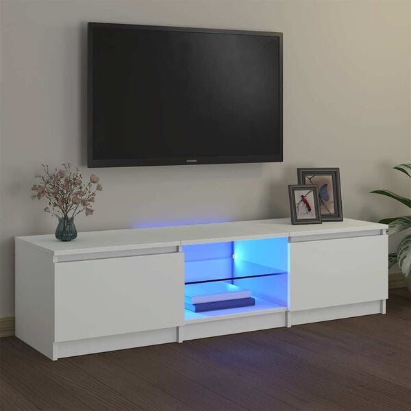 vidaXL Mobile Porta TV con Luci LED Bianco 140x40x36 cm