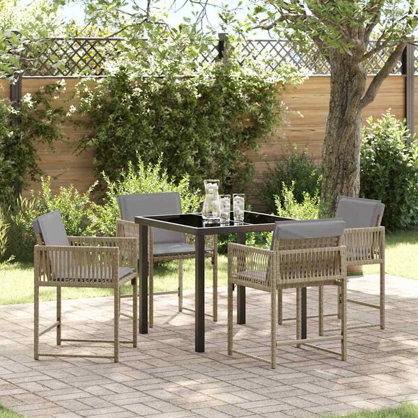 vidaXL Set da Pranzo per Giardino 5 pcs Beige polyrattan