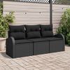 vidaXL Set Divano da Giardino Nero polyrattan