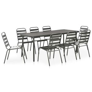 vidaXL Set da Pranzo da Giardino 9 pz in Acciaio Grigio Scuro
