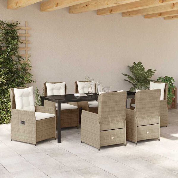 vidaXL Set da Pranzo per Giardino 7 pcs Beige e Grigio Chiaro