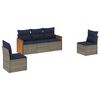 vidaXL Set Divani da Giardino 5 pz con Cuscini Grigio in Polyrattan