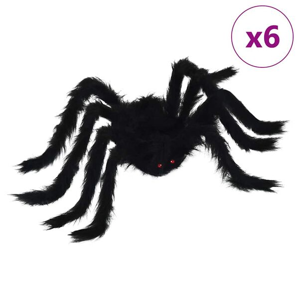 vidaXL Decorazione Ragno di Halloween 6 pcs Nero 75 cm