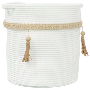 vidaXL Cestino Portaoggetti Bianco &Oslash;38x36 cm in Cotone